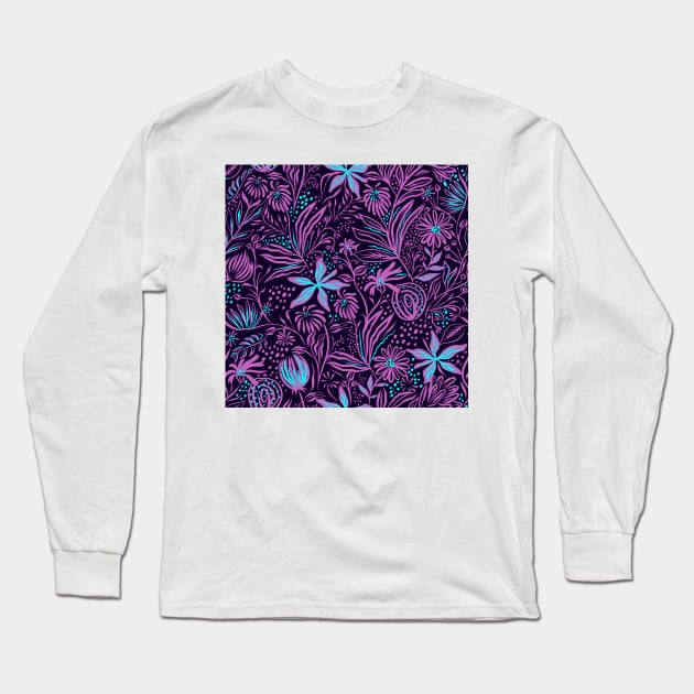 Graphic Floral Long Sleeve T-Shirt by Design Anbay